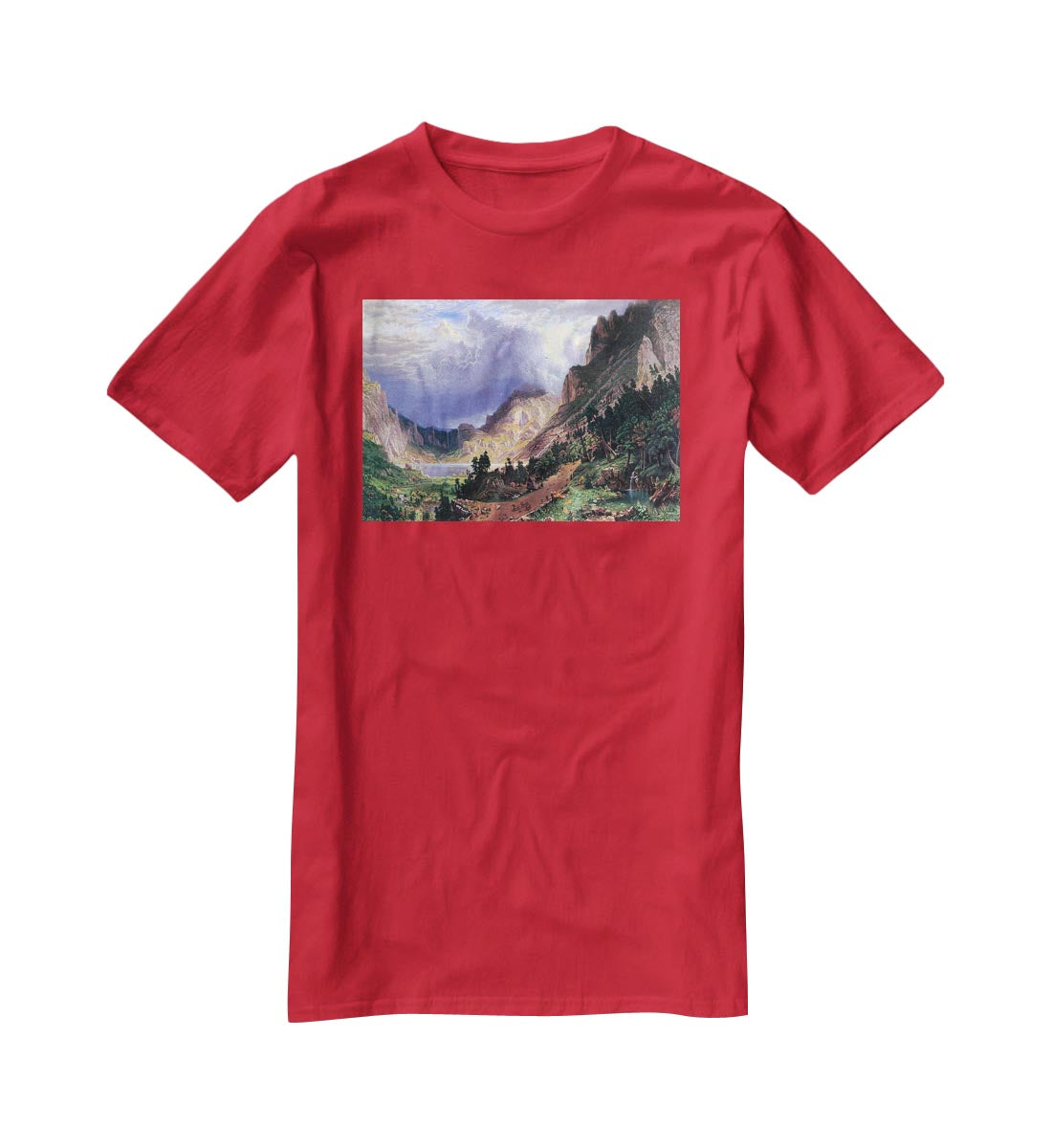 Storm in the Rockies Mt. Rosalie by Bierstadt T-Shirt - Canvas Art Rocks - 4