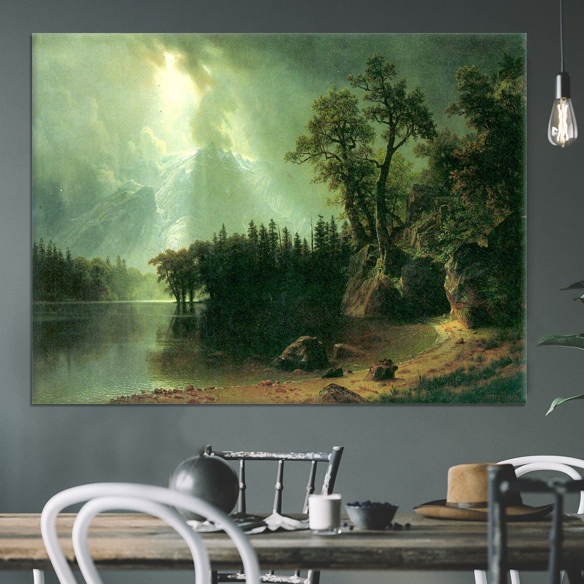 Storm over the Sierra Nevada by Bierstadt Canvas Print or Poster - Canvas Art Rocks - 3