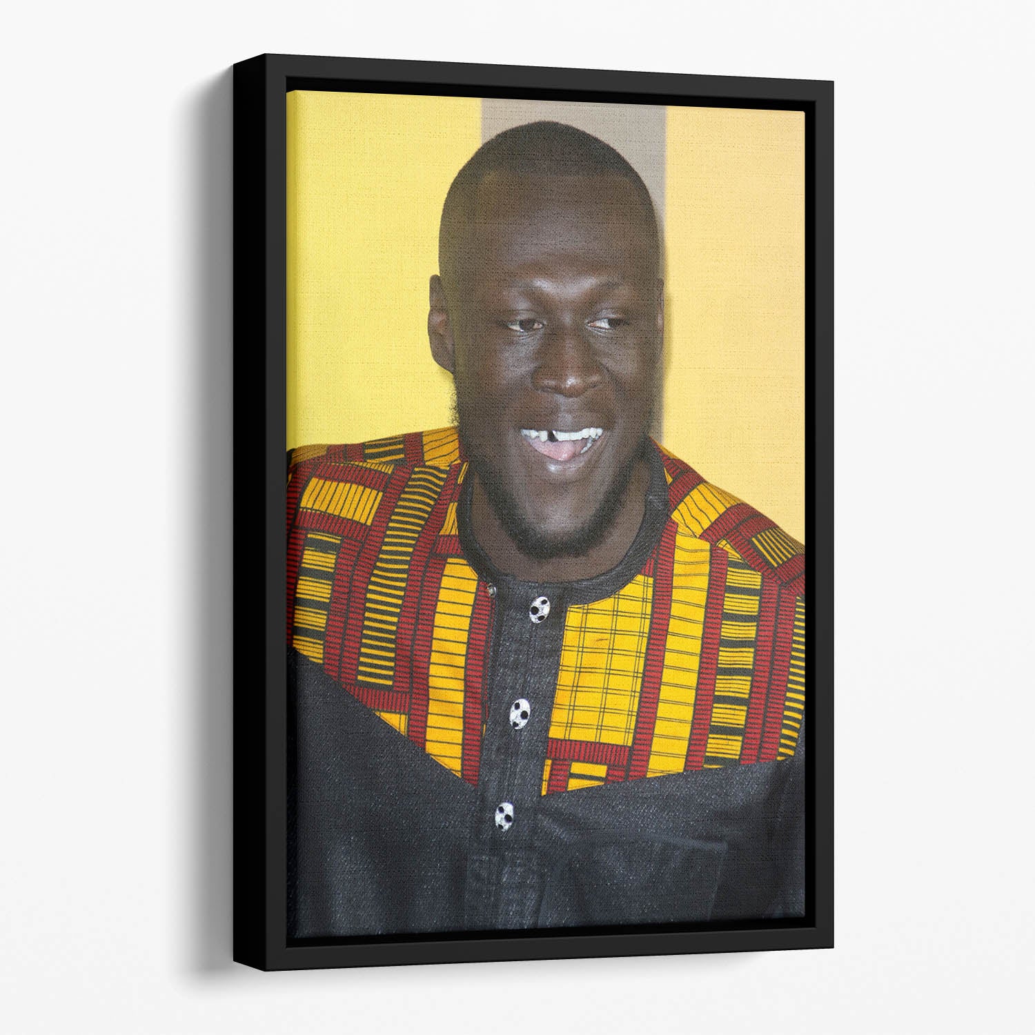 Stormzy smiles Floating Framed Canvas