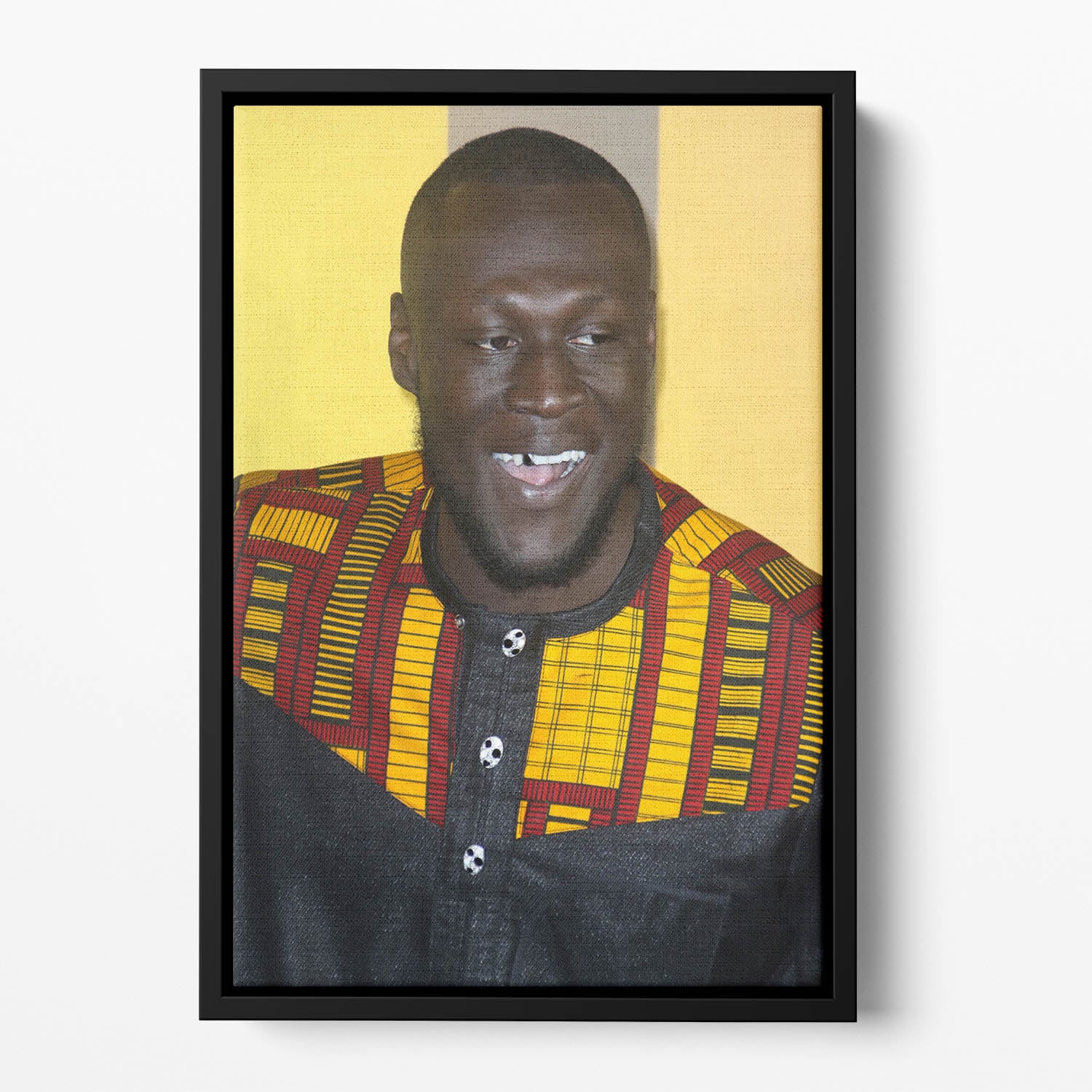 Stormzy smiles Floating Framed Canvas