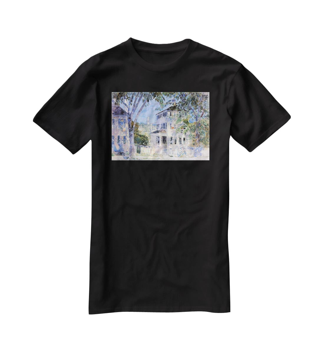 Street in Portsmouth by Hassam T-Shirt - Canvas Art Rocks - 1