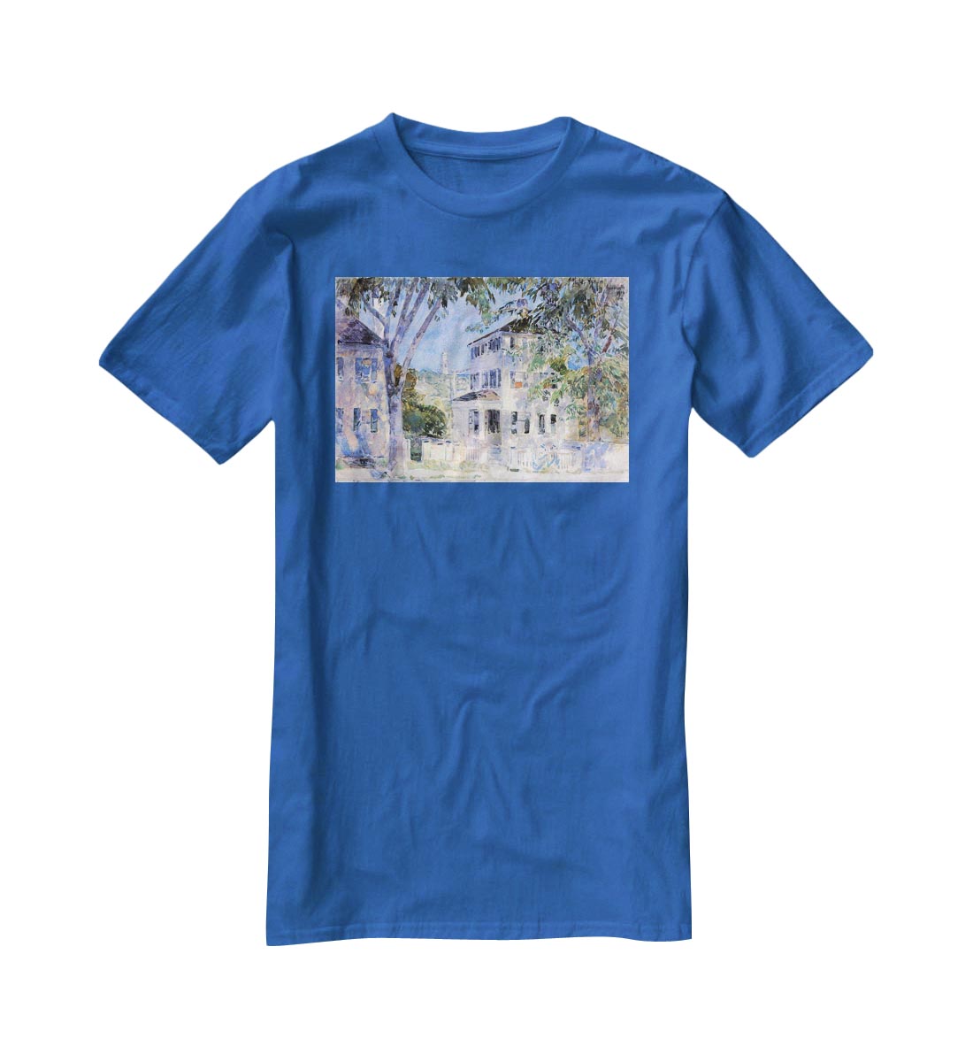 Street in Portsmouth by Hassam T-Shirt - Canvas Art Rocks - 2