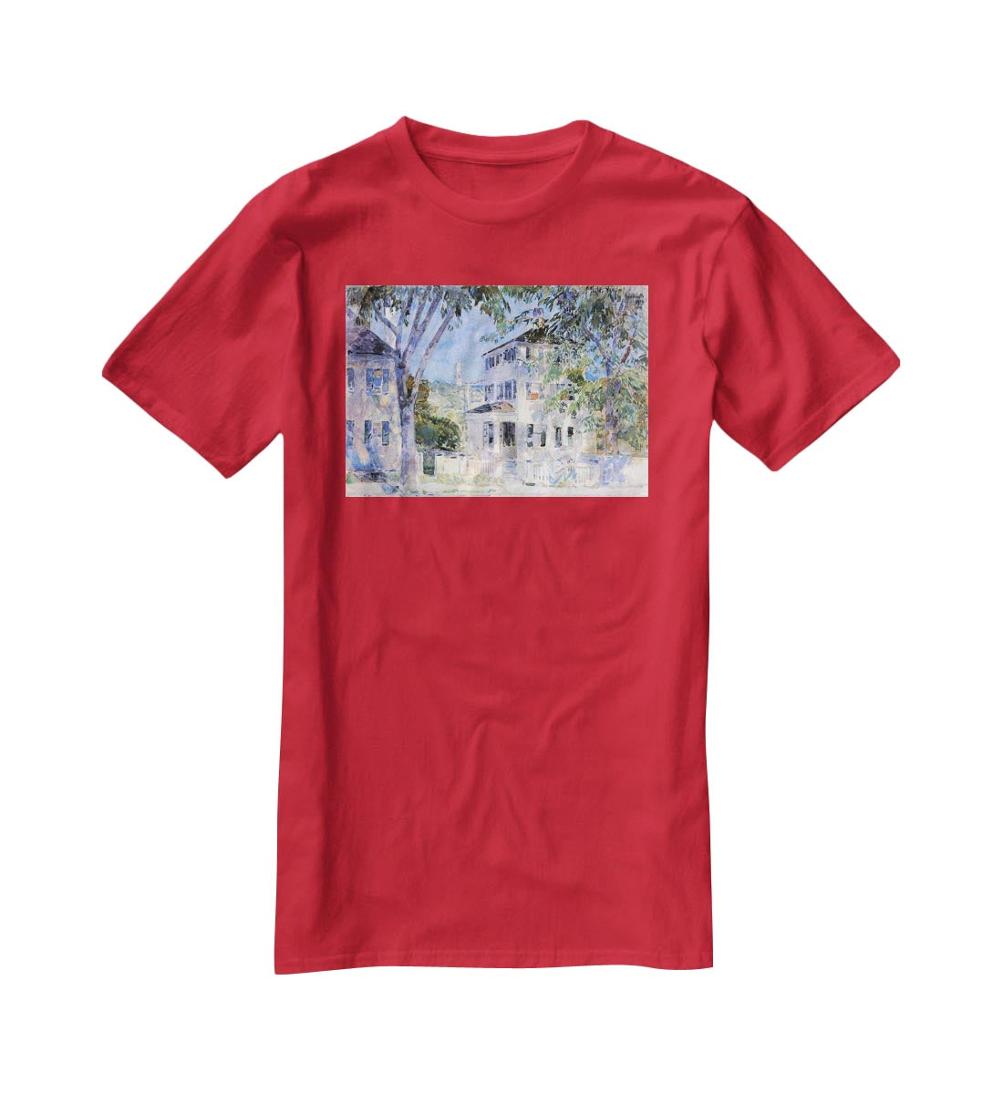 Street in Portsmouth by Hassam T-Shirt - Canvas Art Rocks - 4