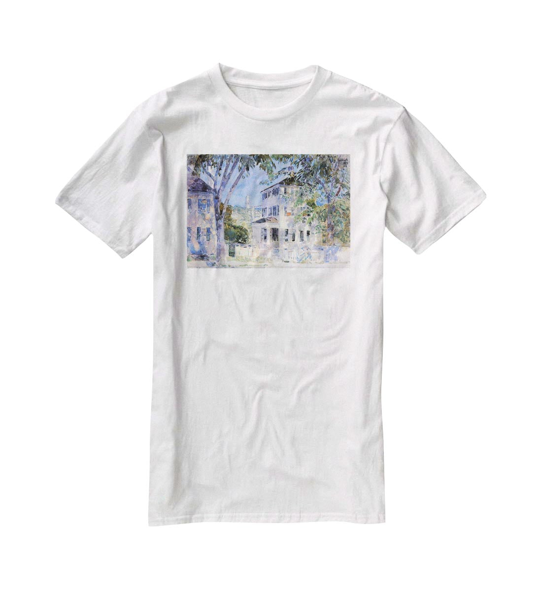 Street in Portsmouth by Hassam T-Shirt - Canvas Art Rocks - 5