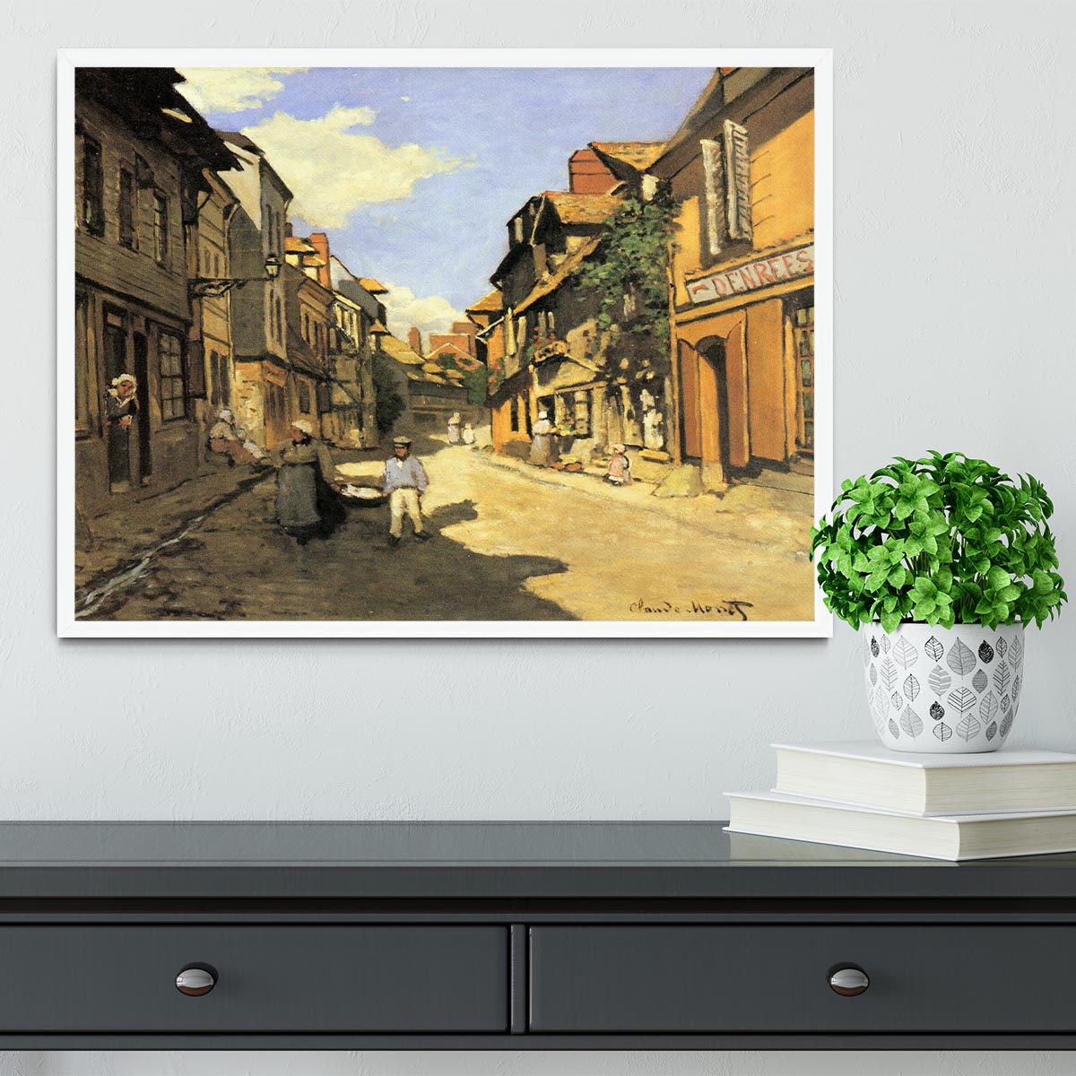 Street of Bavolle 2 by Monet Framed Print - Canvas Art Rocks -6