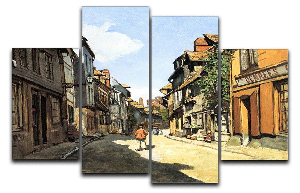 Street of Bavolle by Monet 4 Split Panel Canvas  - Canvas Art Rocks - 1