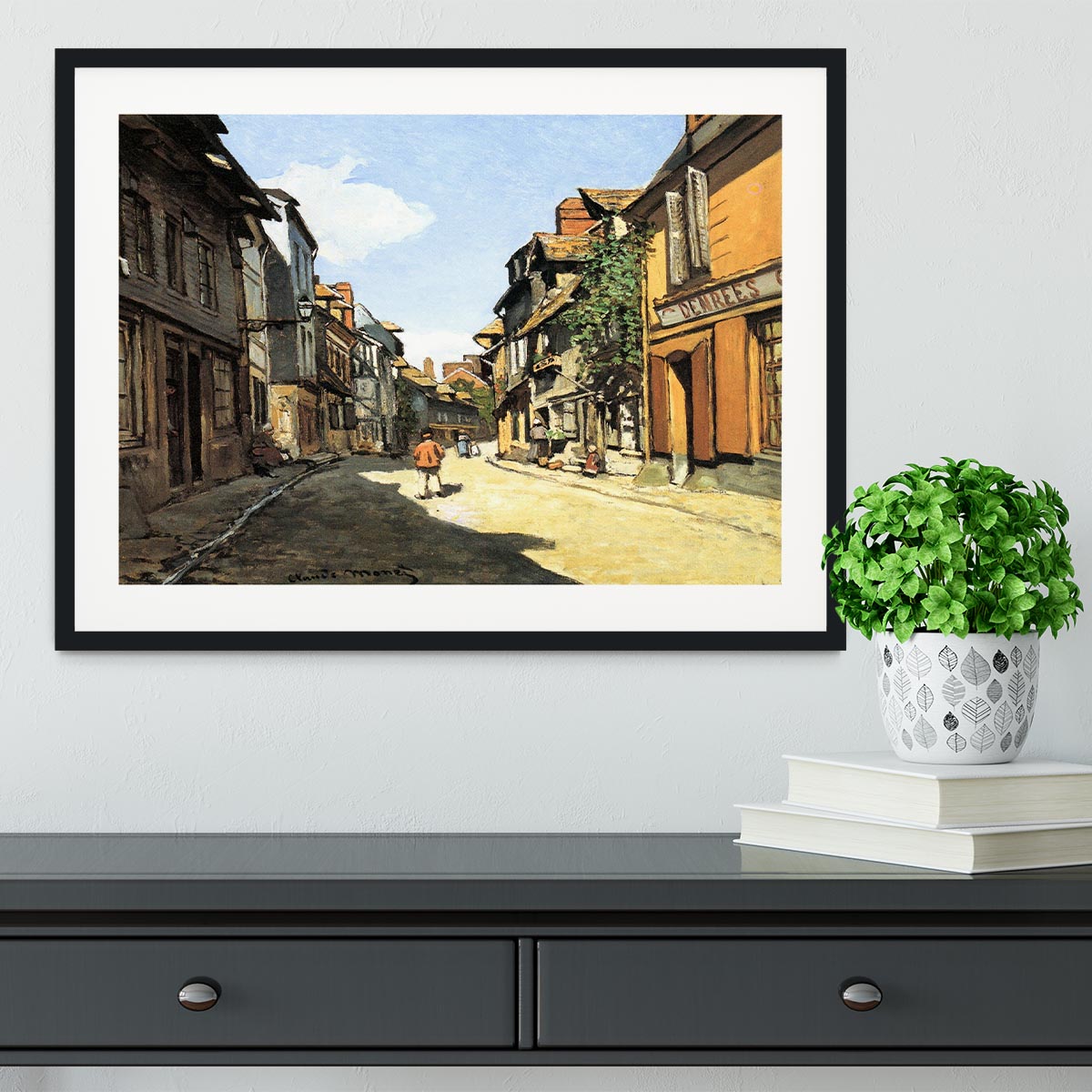 Street of Bavolle by Monet Framed Print - Canvas Art Rocks - 1