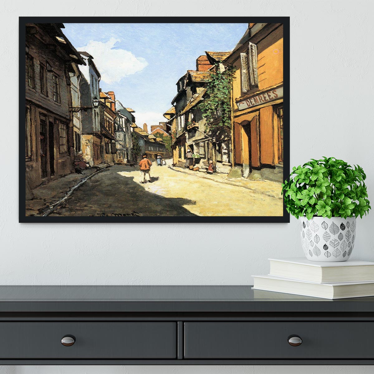 Street of Bavolle by Monet Framed Print - Canvas Art Rocks - 2