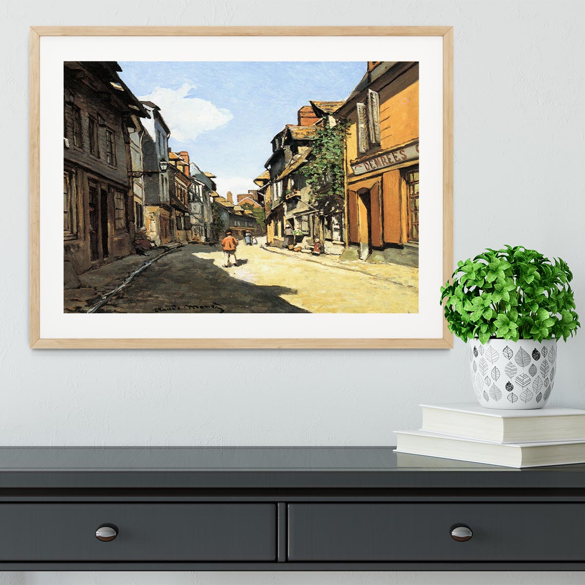 Street of Bavolle by Monet Framed Print - Canvas Art Rocks - 3