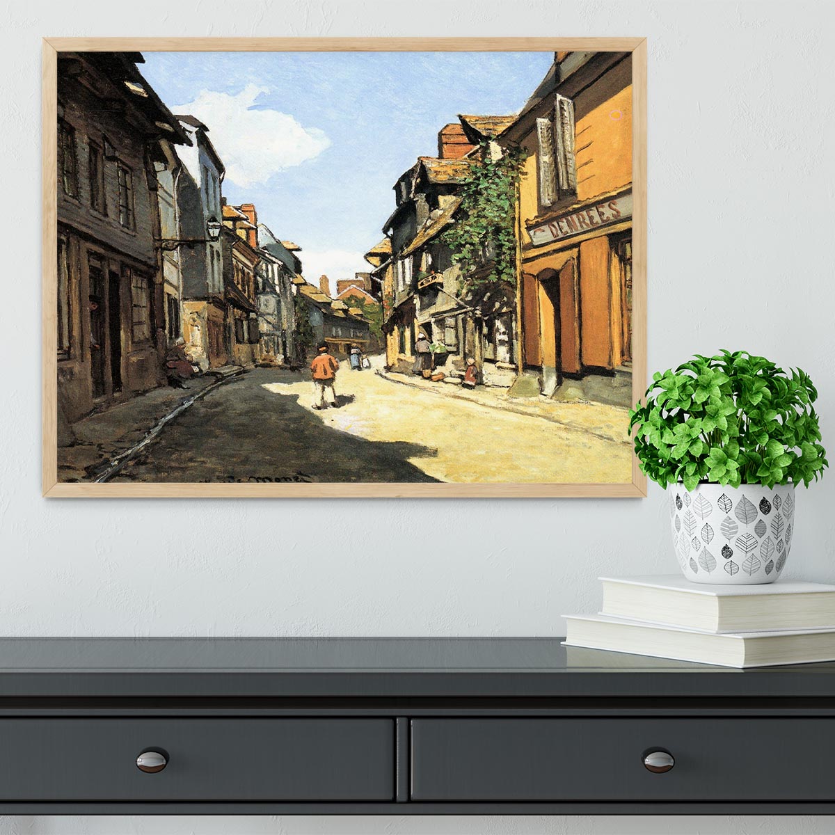 Street of Bavolle by Monet Framed Print - Canvas Art Rocks - 4
