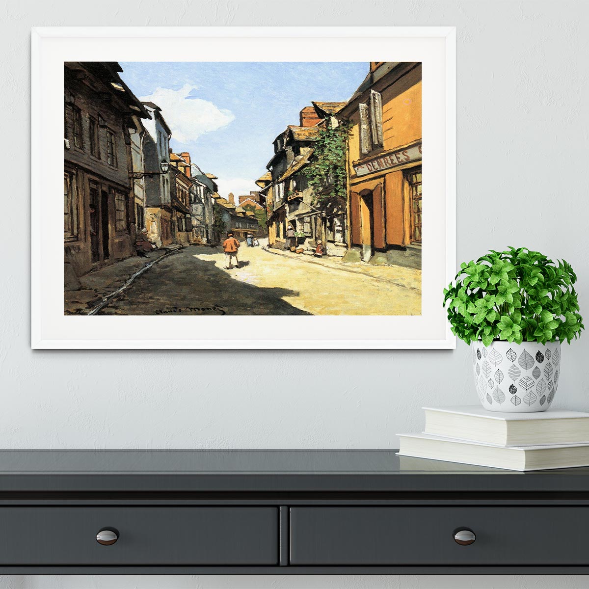 Street of Bavolle by Monet Framed Print - Canvas Art Rocks - 5