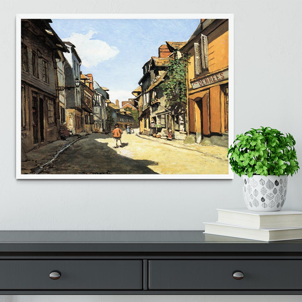 Street of Bavolle by Monet Framed Print - Canvas Art Rocks -6