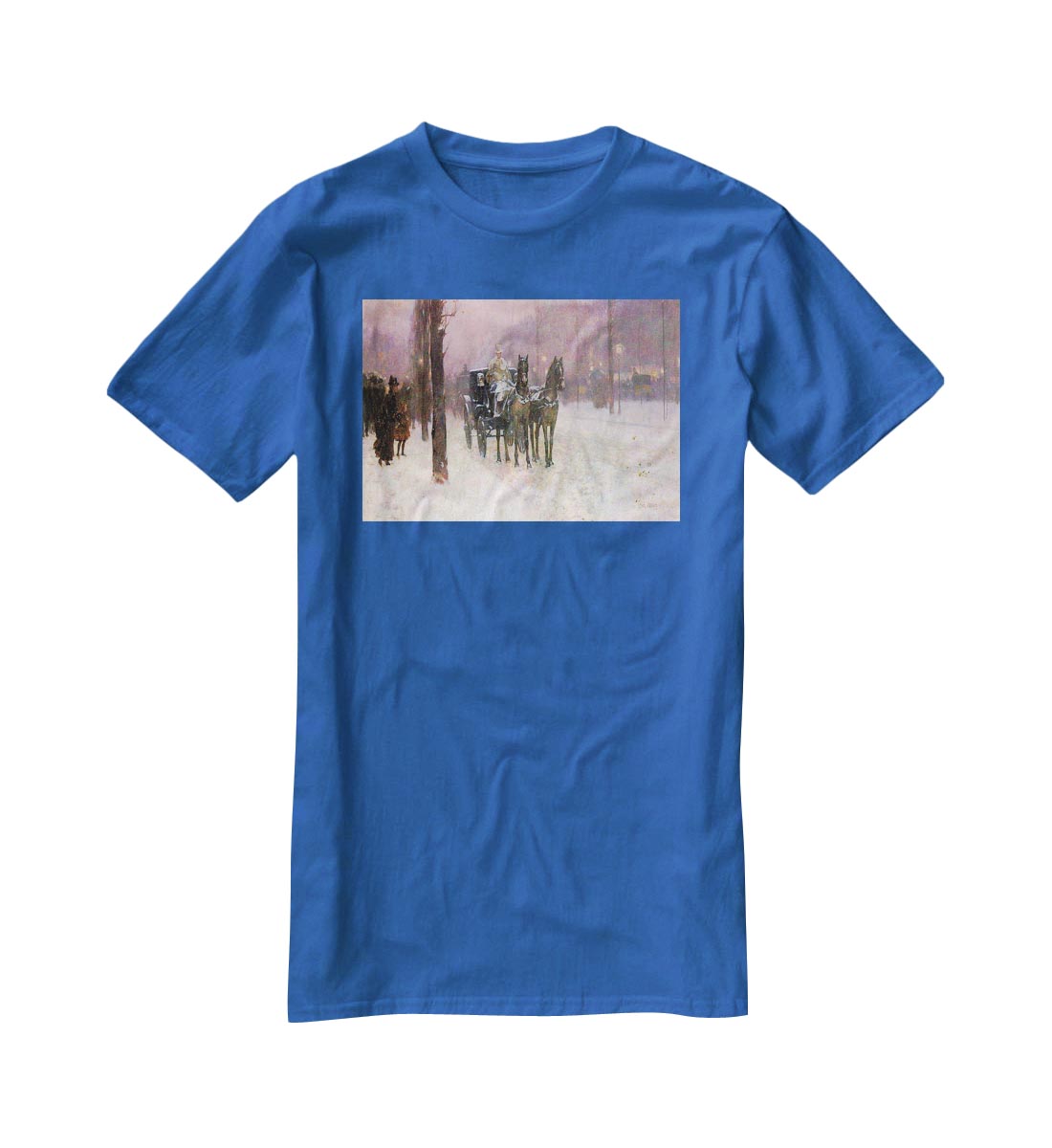 Street scene with two cabs by Hassam T-Shirt - Canvas Art Rocks - 2