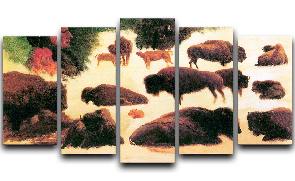 Study of Buffaloes by Bierstadt 5 Split Panel Canvas - Canvas Art Rocks - 1