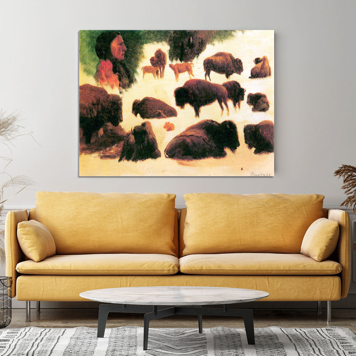 Study of Buffaloes by Bierstadt Canvas Print or Poster - Canvas Art Rocks - 4