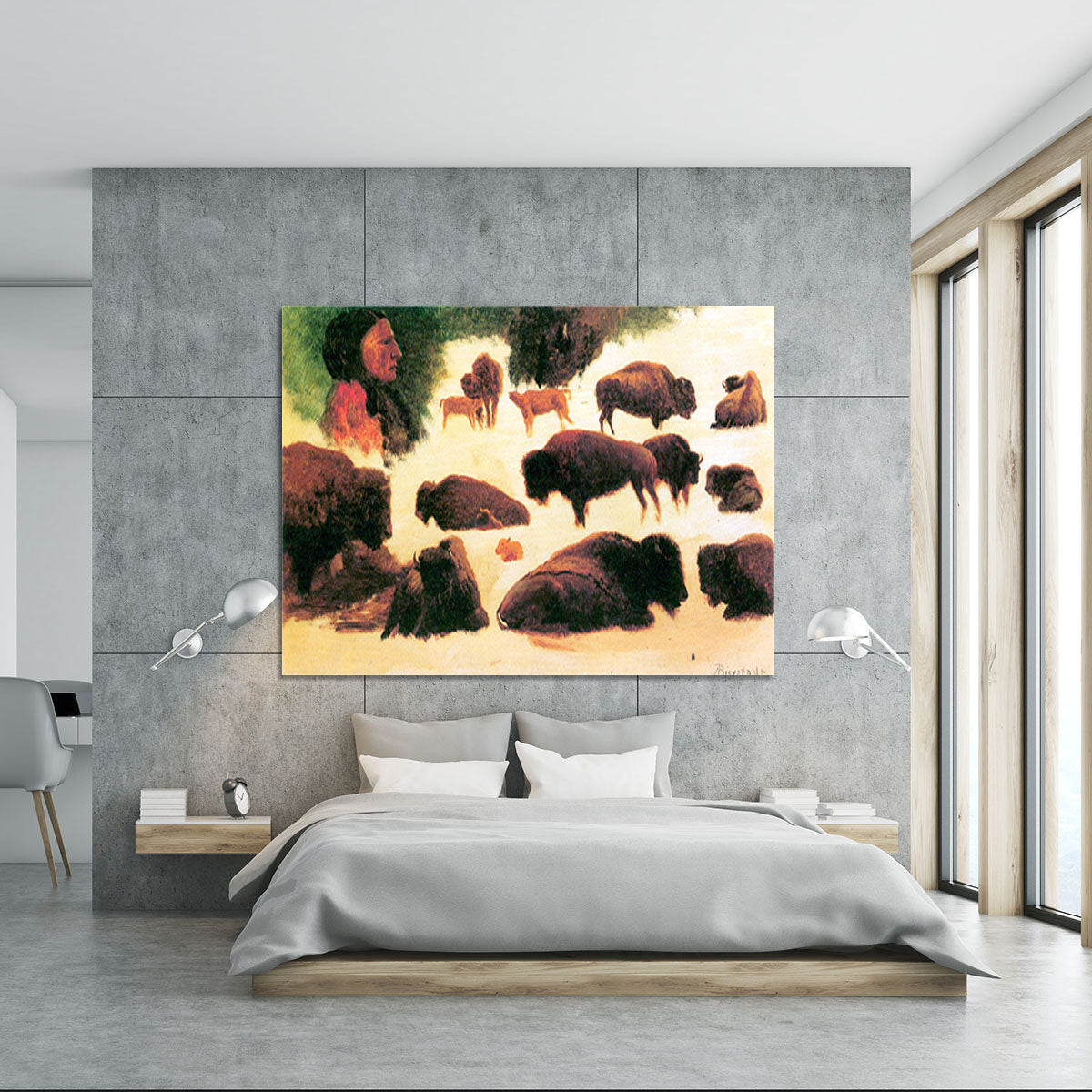 Study of Buffaloes by Bierstadt Canvas Print or Poster - Canvas Art Rocks - 5