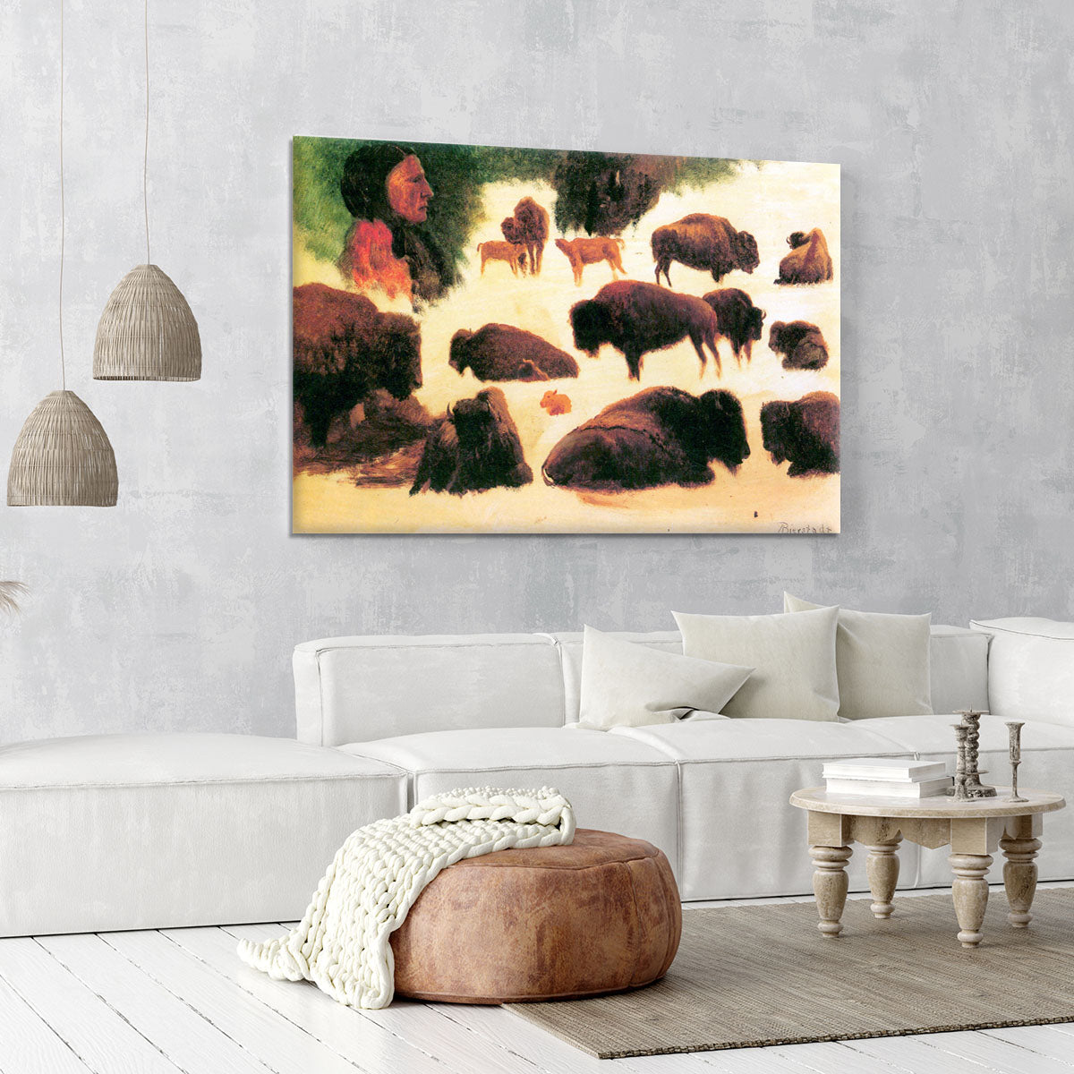 Study of Buffaloes by Bierstadt Canvas Print or Poster - Canvas Art Rocks - 6