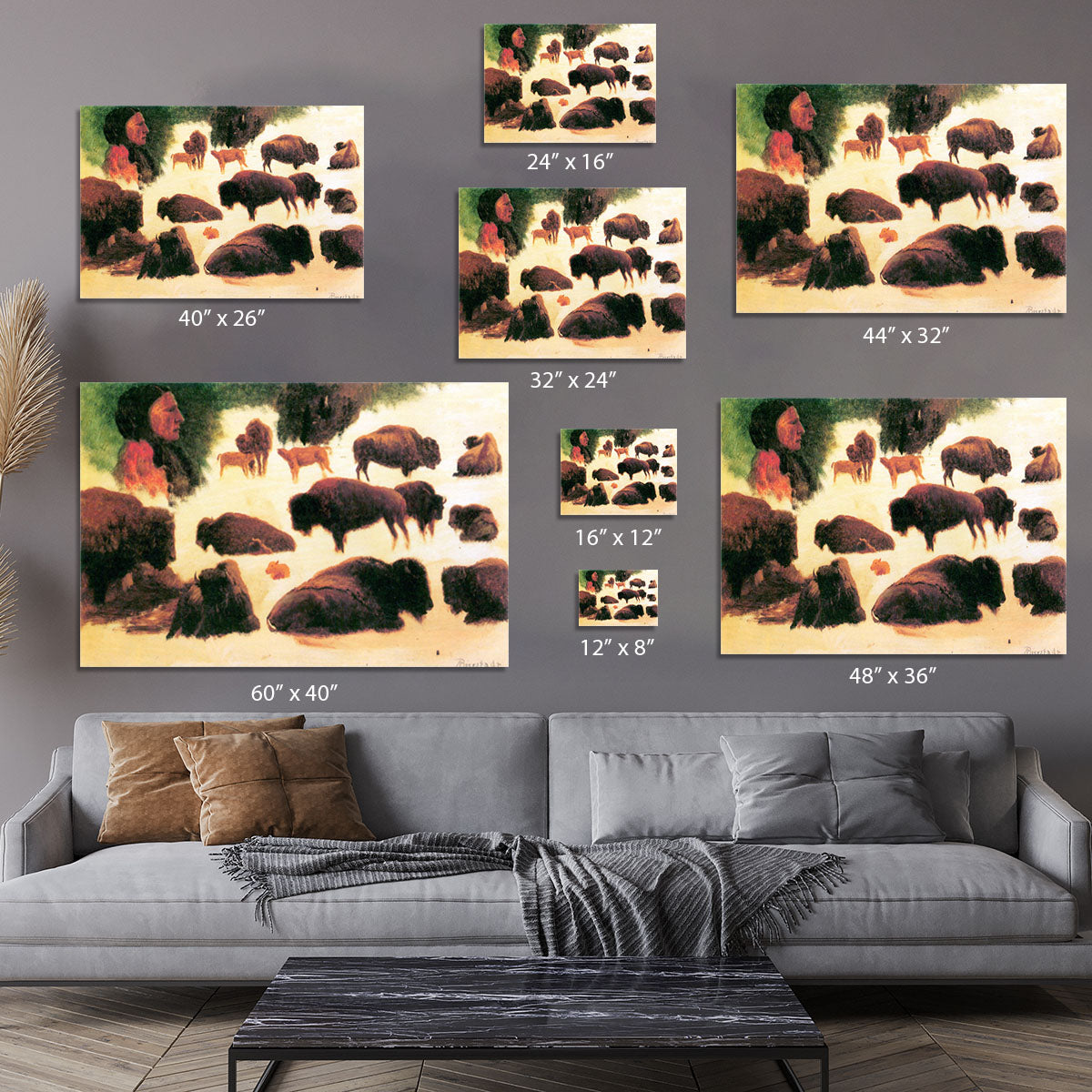 Study of Buffaloes by Bierstadt Canvas Print or Poster - Canvas Art Rocks - 7