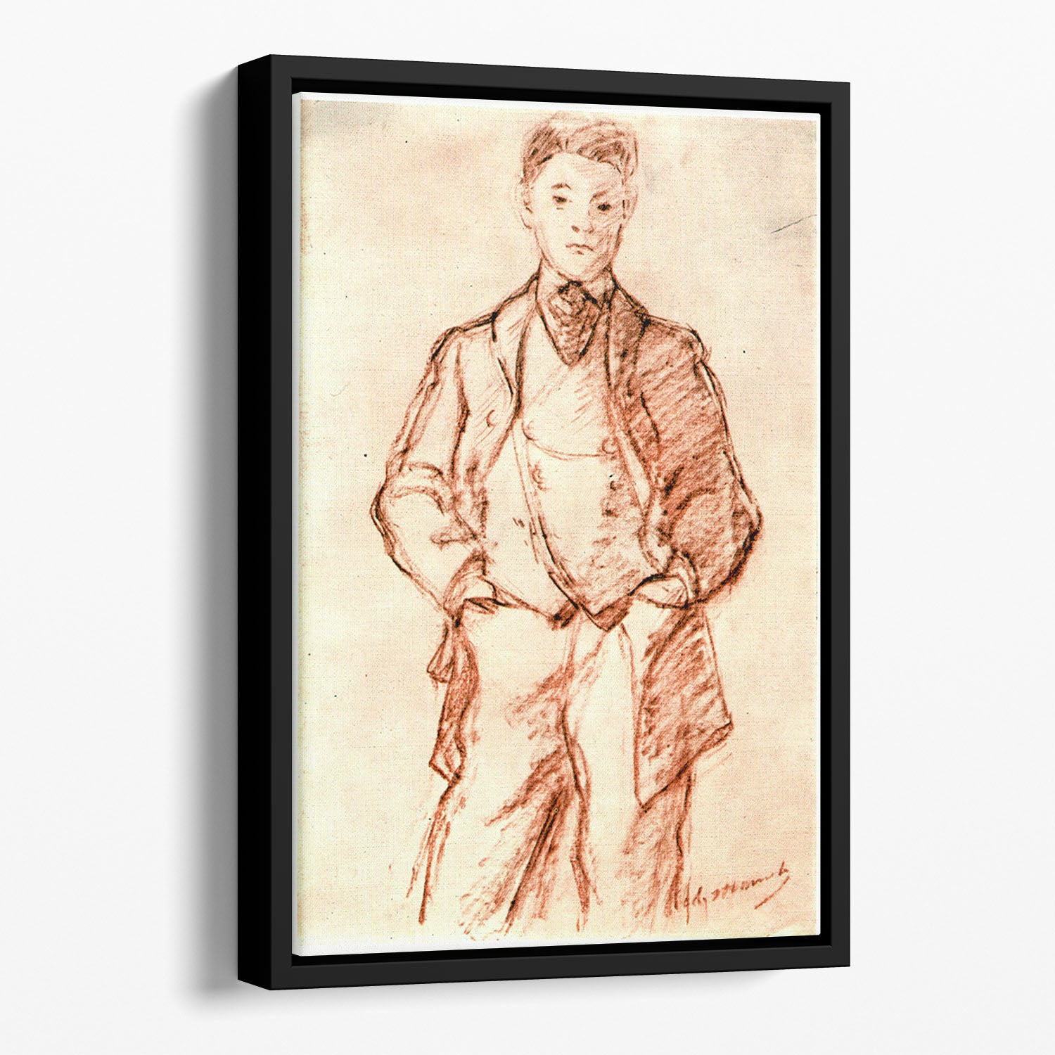 Study of a boy by Manet Floating Framed Canvas