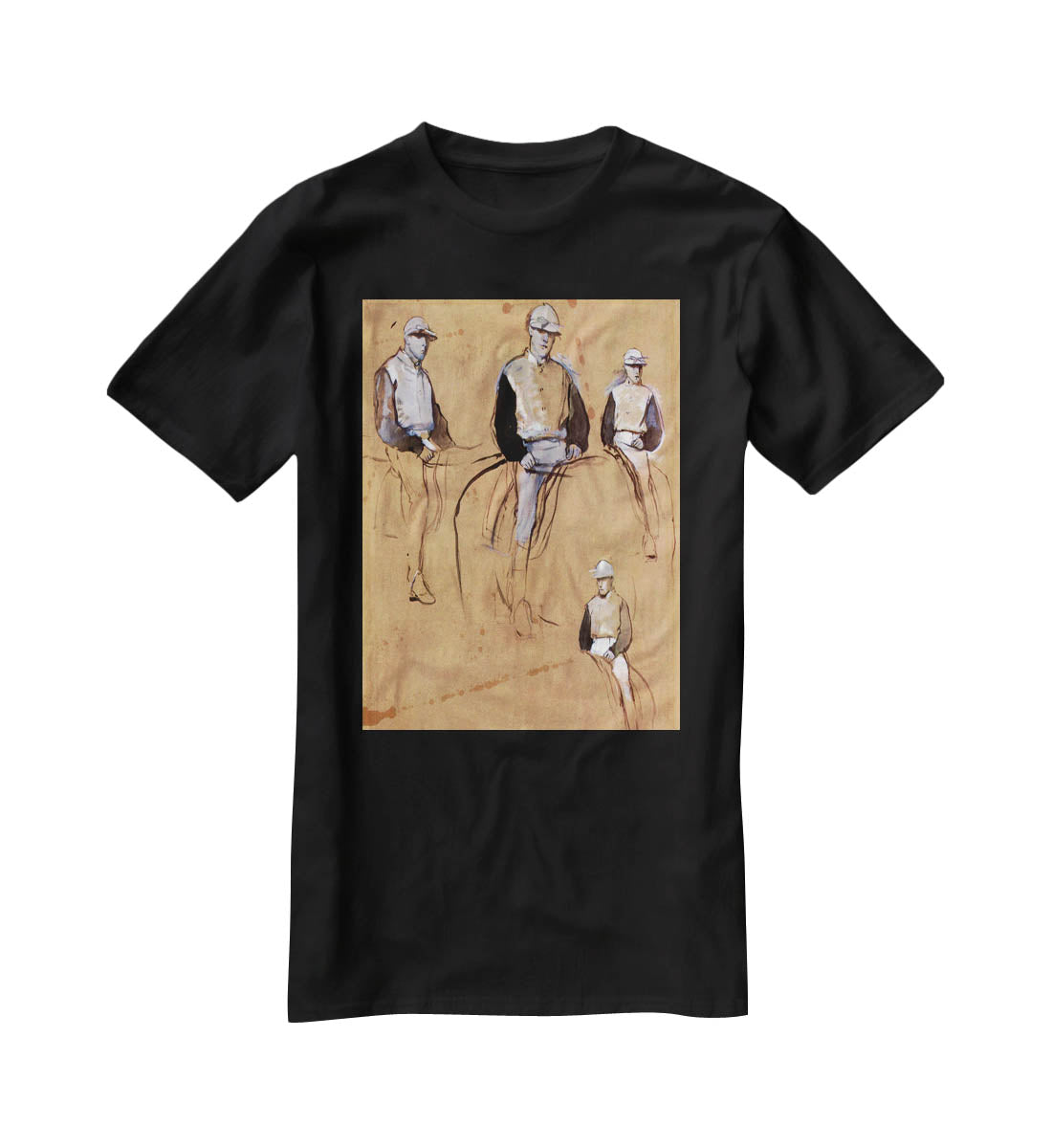 Study with four jockeys by Degas T-Shirt - Canvas Art Rocks - 1