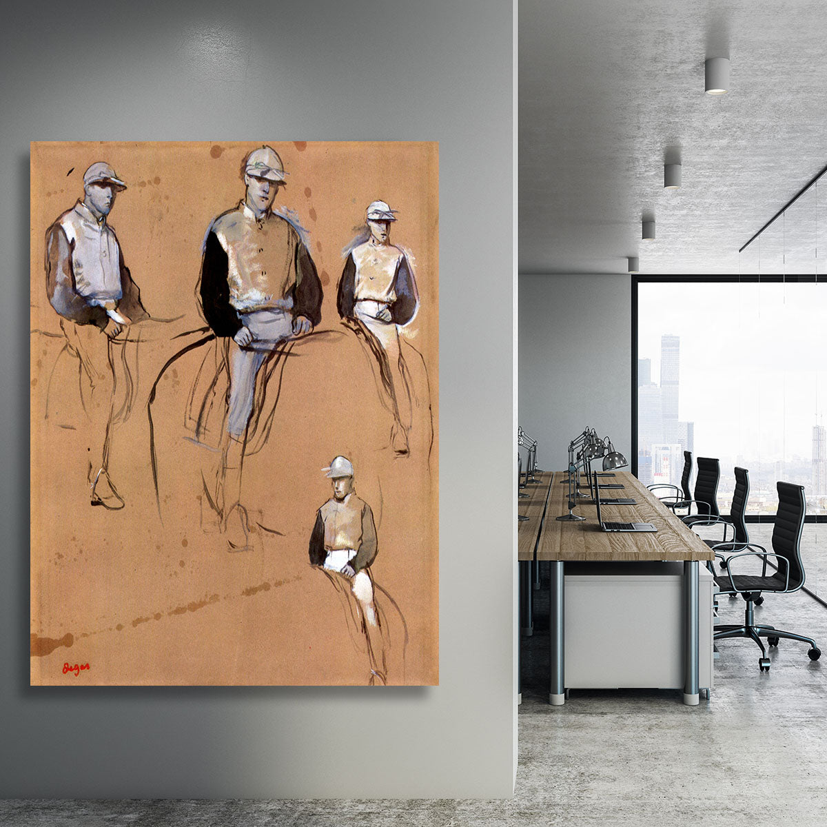 Study with four jockeys by Degas Canvas Print or Poster - Canvas Art Rocks - 3