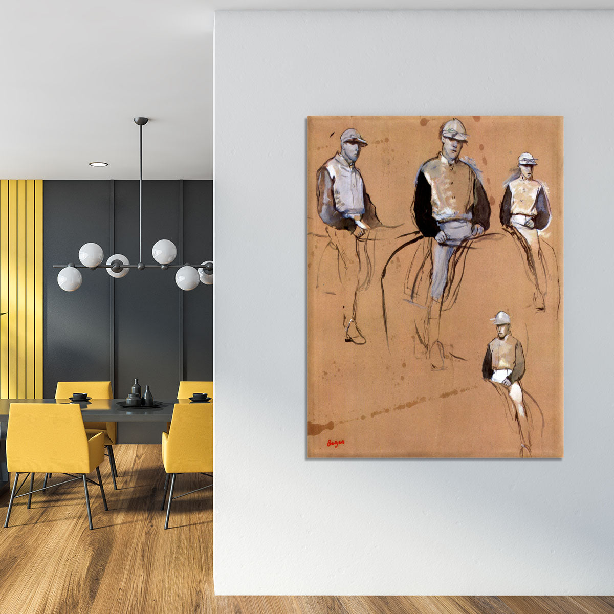 Study with four jockeys by Degas Canvas Print or Poster - Canvas Art Rocks - 4