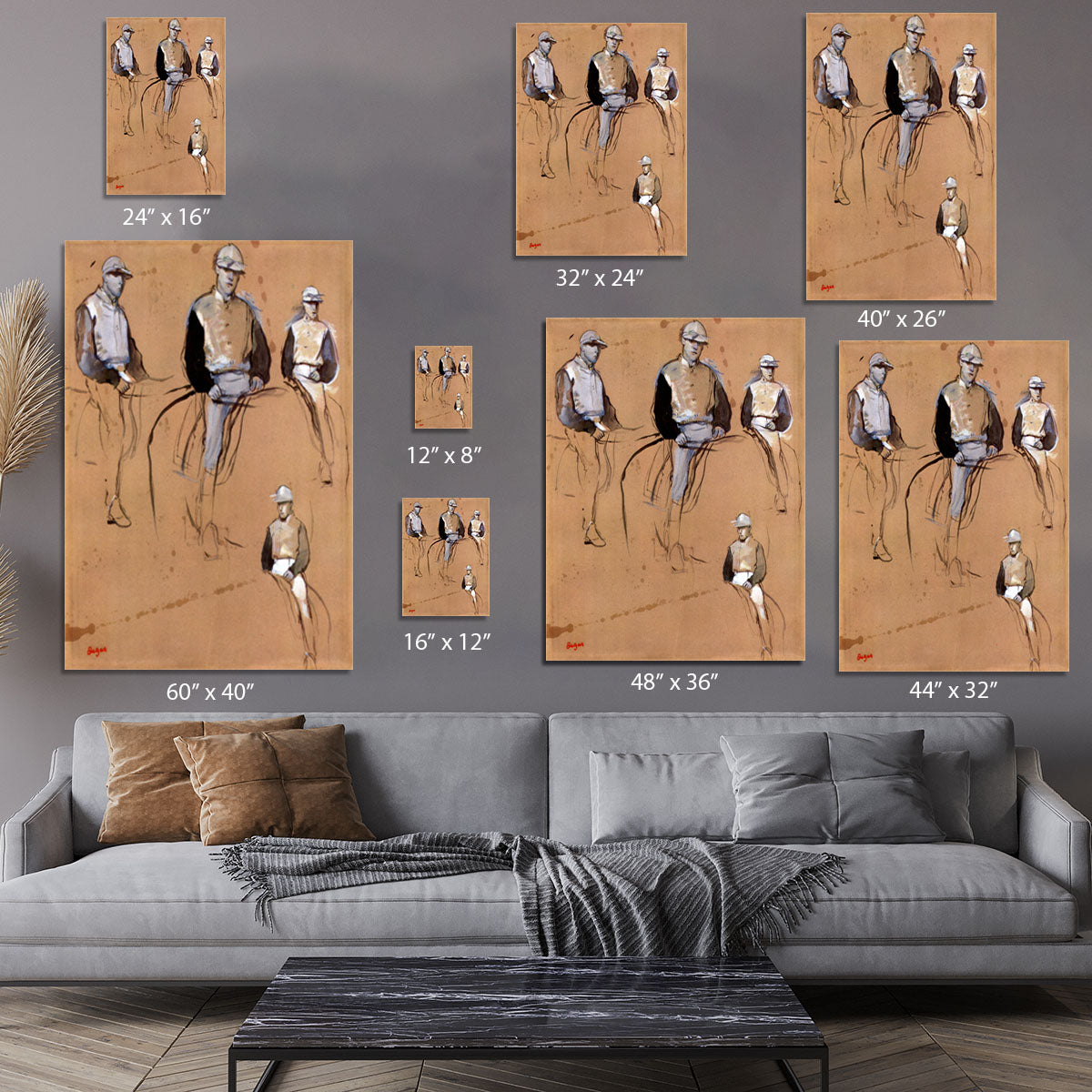 Study with four jockeys by Degas Canvas Print or Poster - Canvas Art Rocks - 7