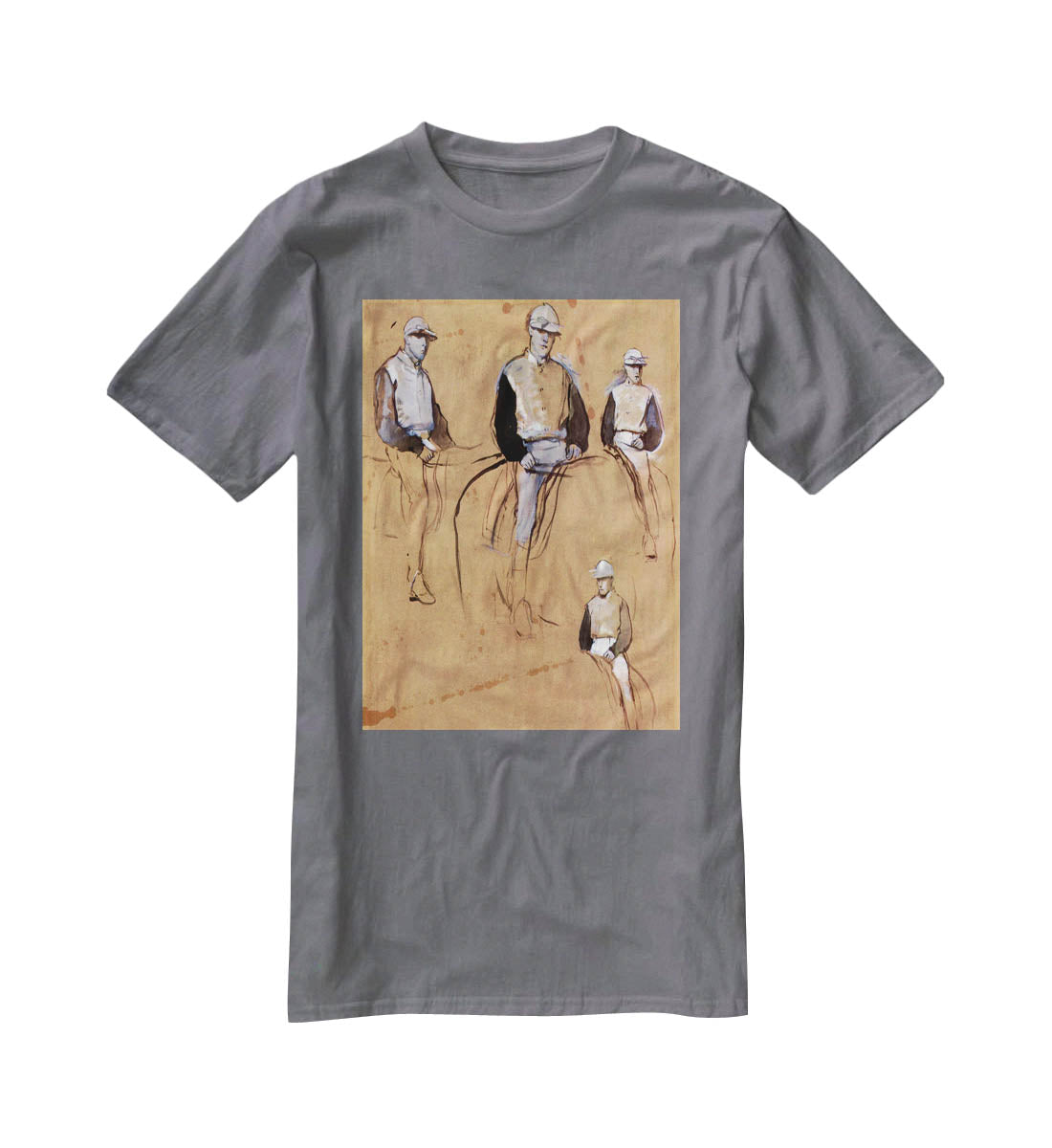 Study with four jockeys by Degas T-Shirt - Canvas Art Rocks - 3