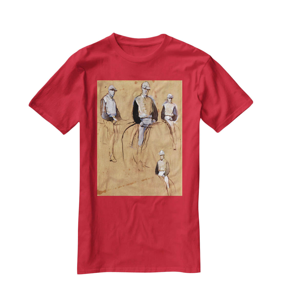 Study with four jockeys by Degas T-Shirt - Canvas Art Rocks - 4