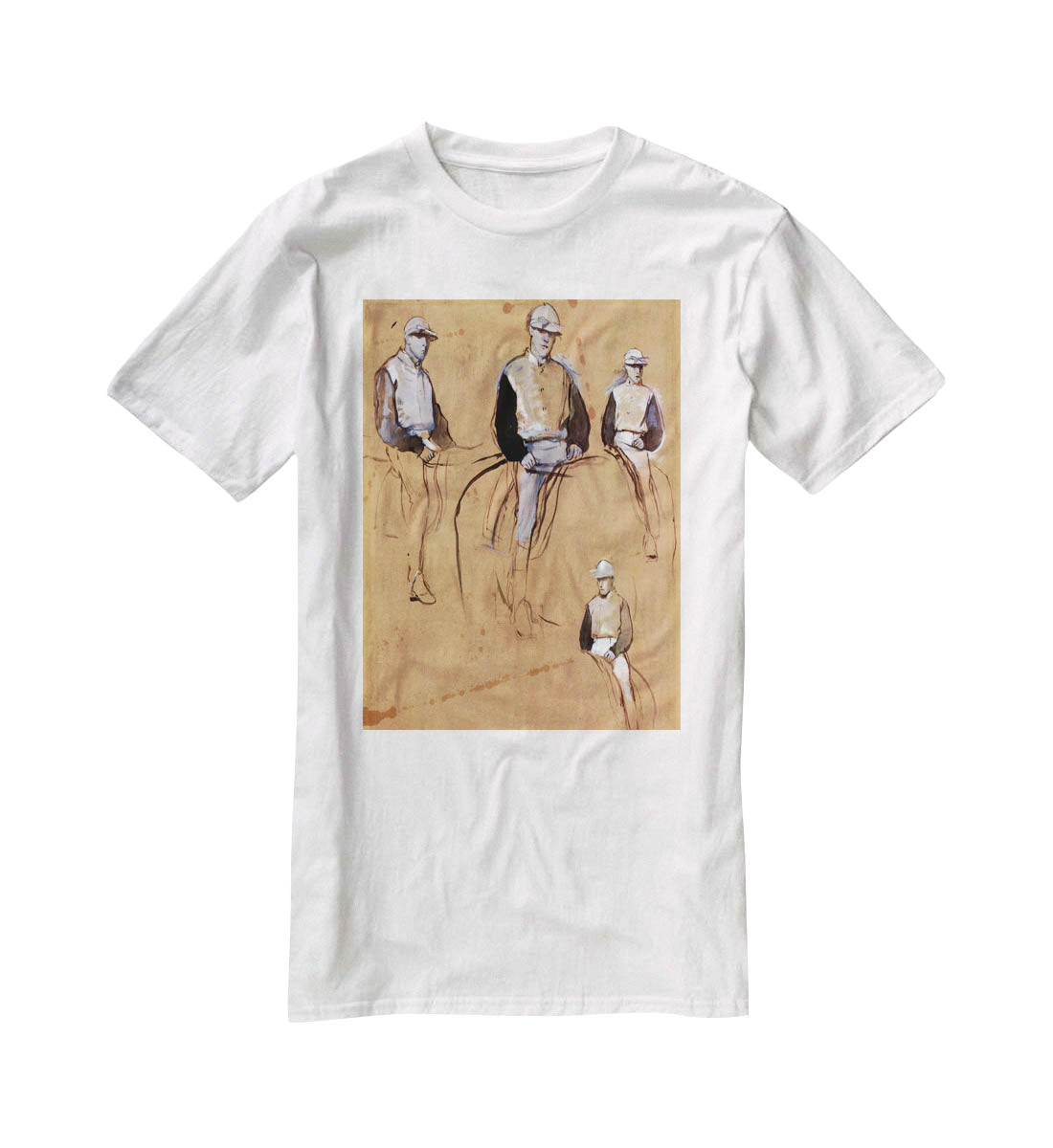 Study with four jockeys by Degas T-Shirt - Canvas Art Rocks - 5