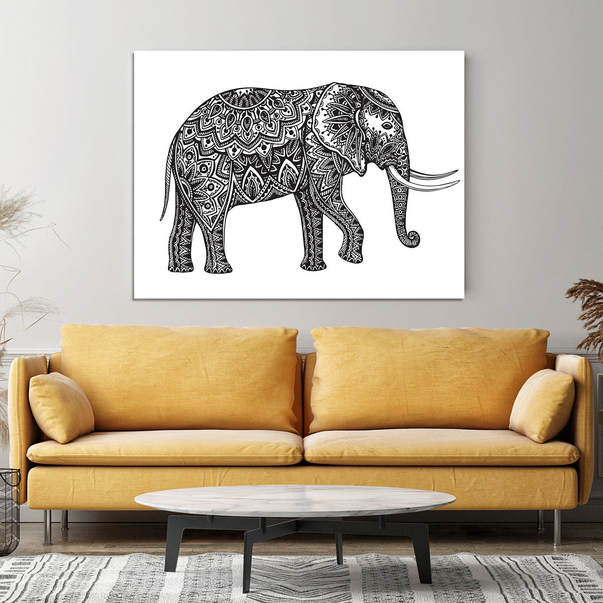 Stylized fantasy patterned elephant Canvas Print or Poster - Canvas Art Rocks - 4