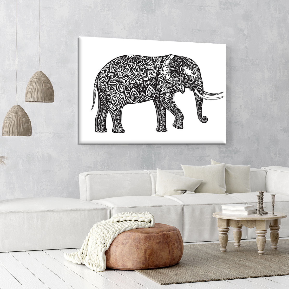 Stylized fantasy patterned elephant Canvas Print or Poster - Canvas Art Rocks - 6