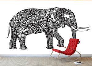 Stylized fantasy patterned elephant Wall Mural Wallpaper - Canvas Art Rocks - 2