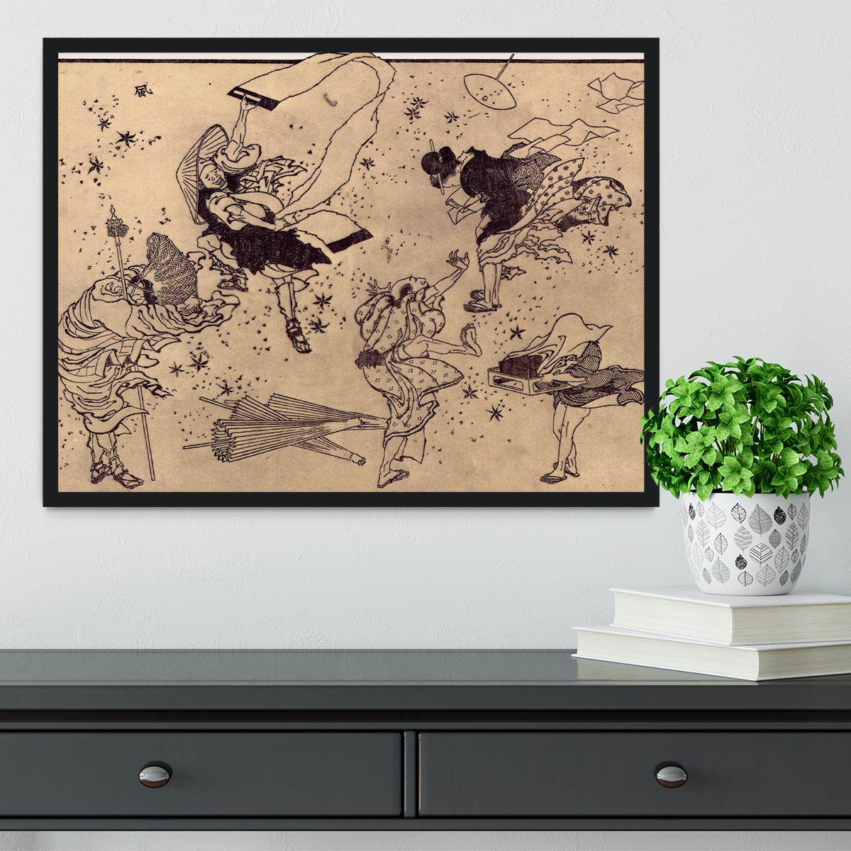 Sudden Wind by Hokusai Framed Print - Canvas Art Rocks - 2