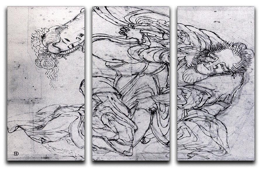 Suikoden scene by Hokusai 3 Split Panel Canvas Print - Canvas Art Rocks - 1