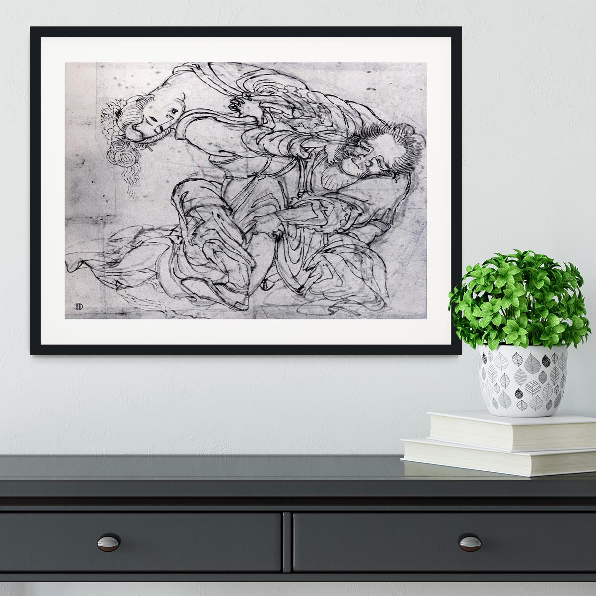 Suikoden scene by Hokusai Framed Print - Canvas Art Rocks - 1