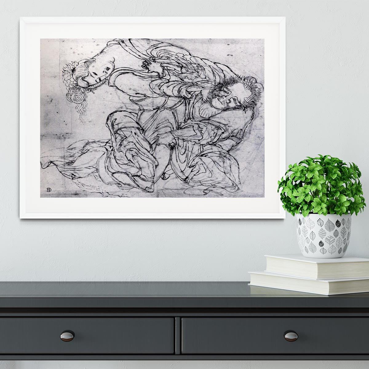 Suikoden scene by Hokusai Framed Print - Canvas Art Rocks - 5