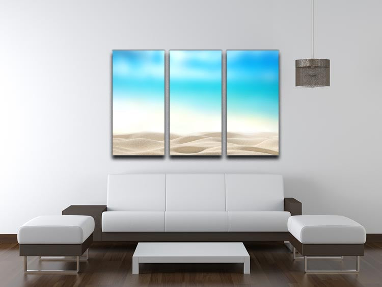Summer exotic sandy beach with blur sea 3 Split Panel Canvas Print - Canvas Art Rocks - 3