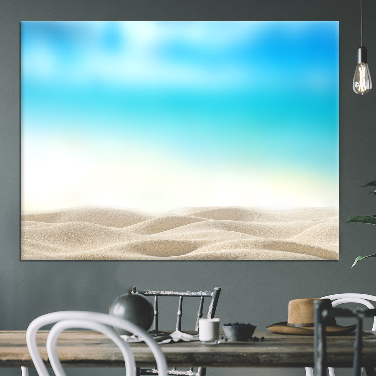 Summer exotic sandy beach with blur sea Canvas Print or Poster - Canvas Art Rocks - 3
