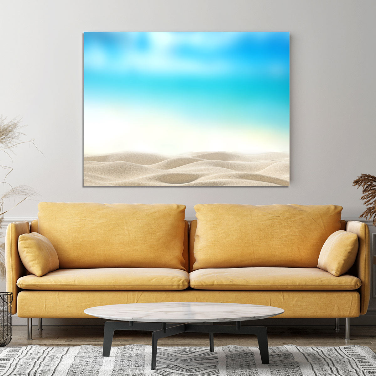 Summer exotic sandy beach with blur sea Canvas Print or Poster - Canvas Art Rocks - 4