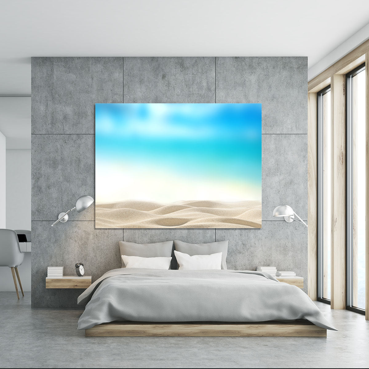Summer exotic sandy beach with blur sea Canvas Print or Poster - Canvas Art Rocks - 5