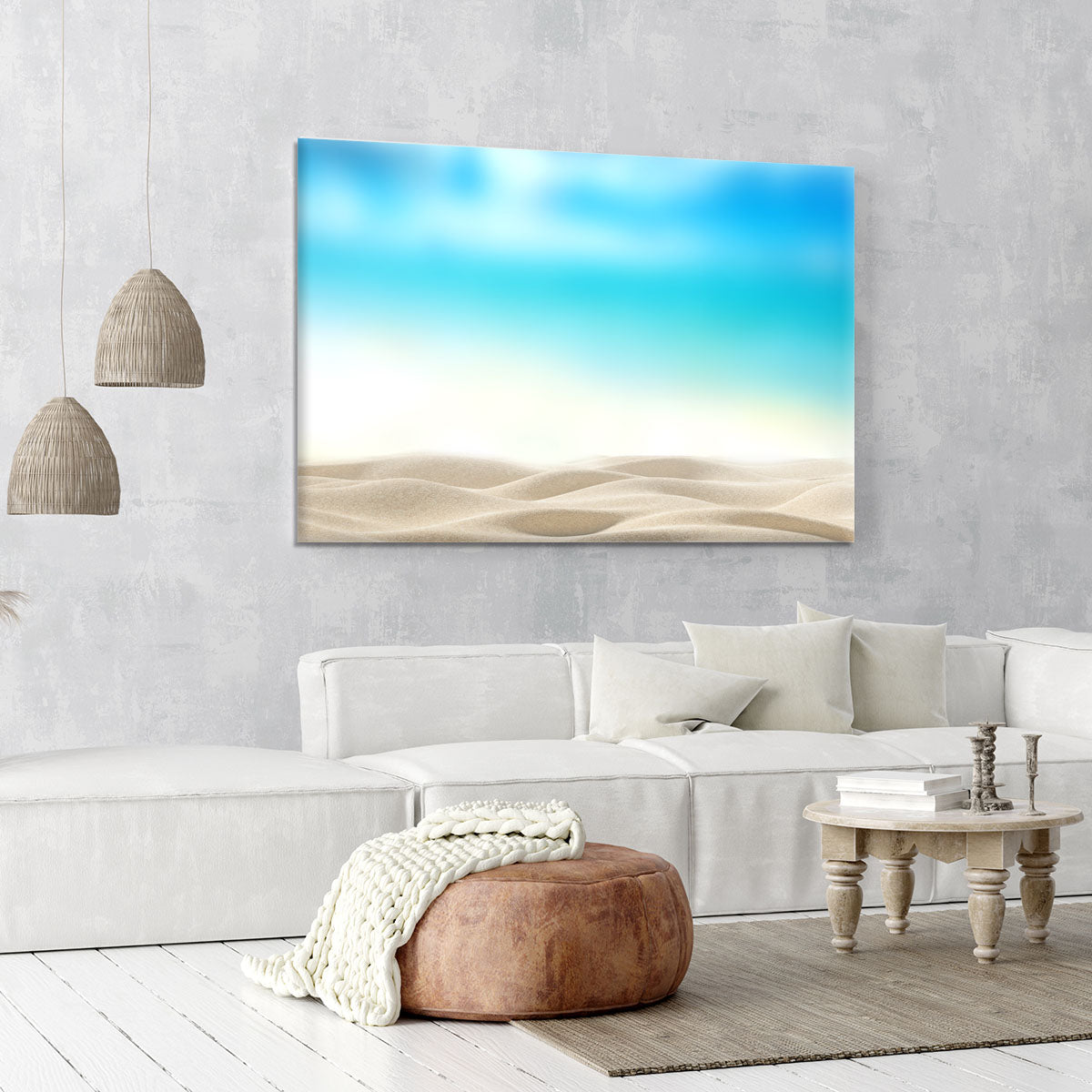Summer exotic sandy beach with blur sea Canvas Print or Poster - Canvas Art Rocks - 6