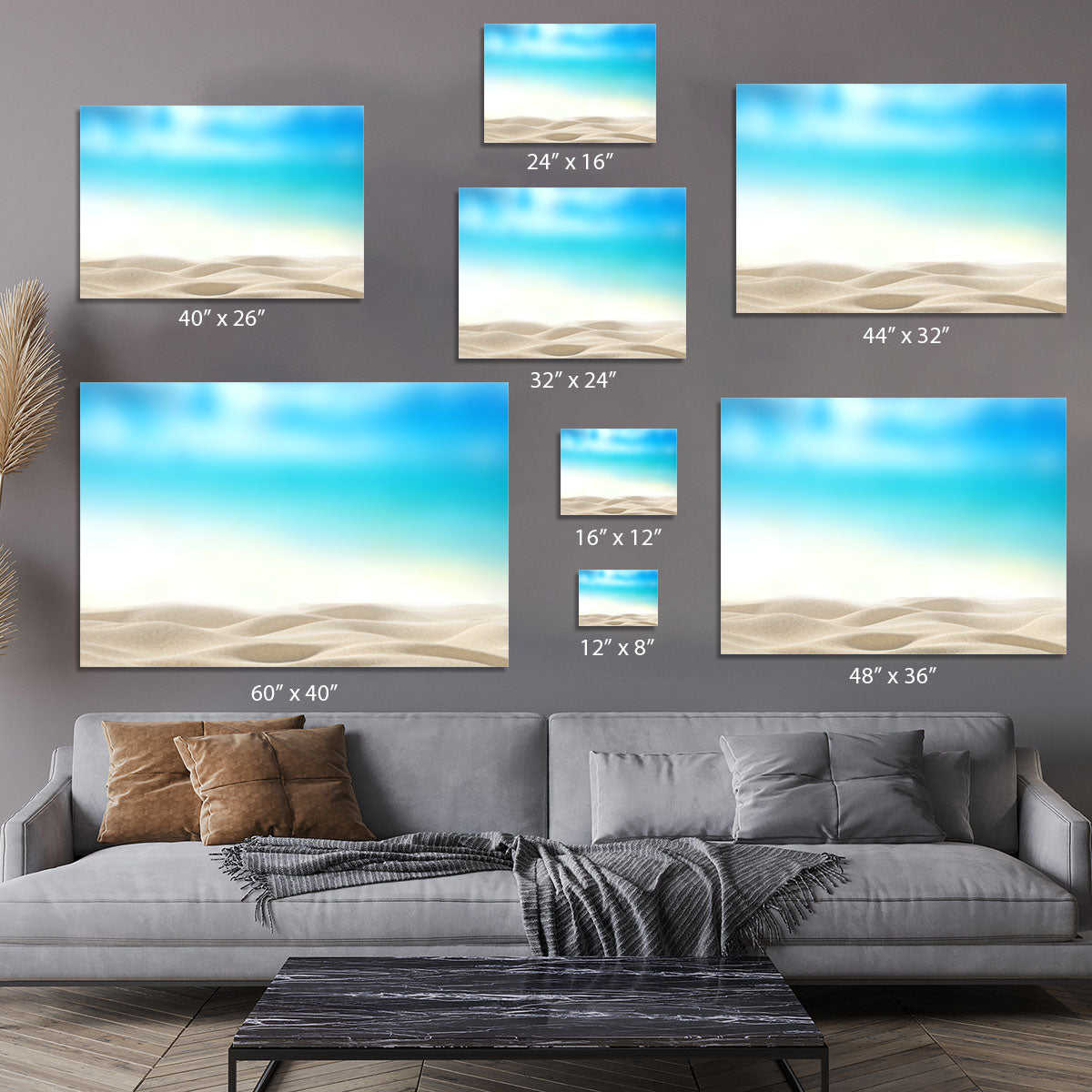 Summer exotic sandy beach with blur sea Canvas Print or Poster - Canvas Art Rocks - 7