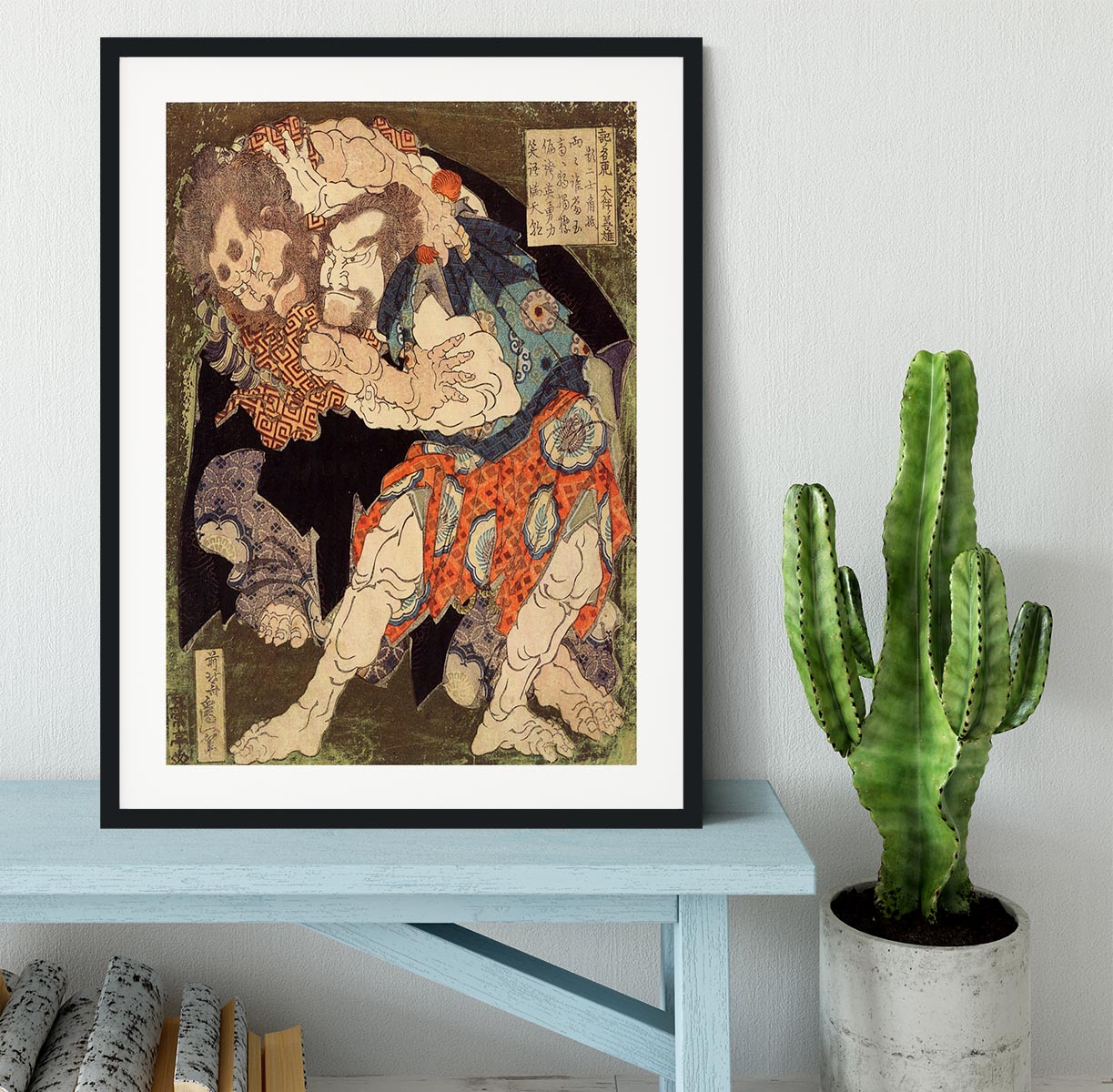 Sumo wrestlers by Hokusai Framed Print - Canvas Art Rocks - 1