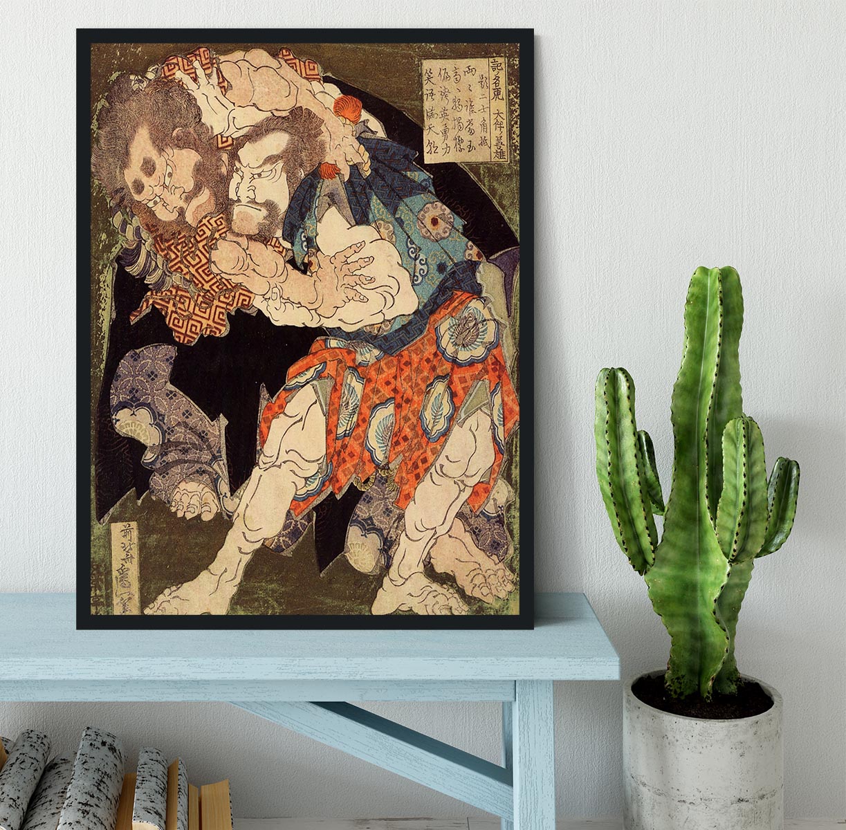 Sumo wrestlers by Hokusai Framed Print - Canvas Art Rocks - 2