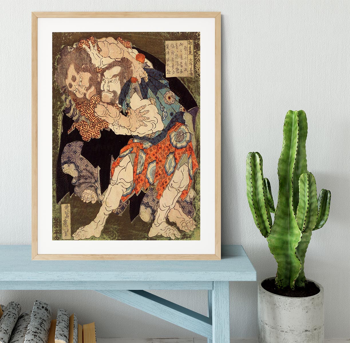 Sumo wrestlers by Hokusai Framed Print - Canvas Art Rocks - 3