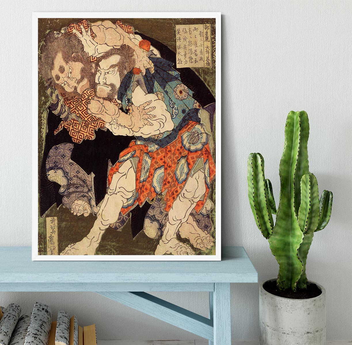 Sumo wrestlers by Hokusai Framed Print - Canvas Art Rocks -6