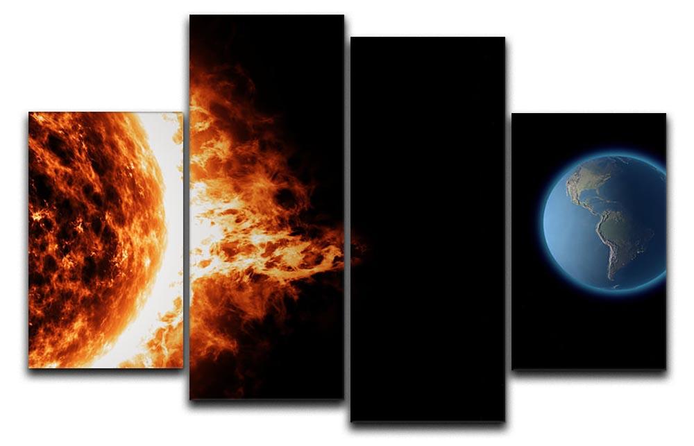 Sun earth space universe solar storm 4 Split Panel Canvas  - Canvas Art Rocks - 1