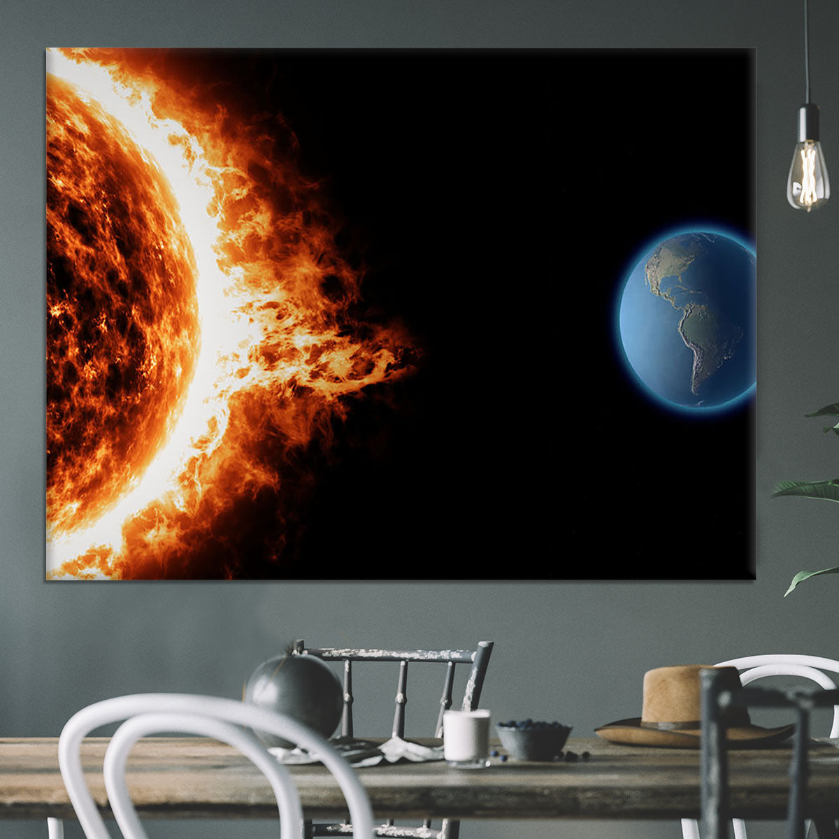 Sun earth space universe solar storm Canvas Print or Poster - Canvas Art Rocks - 3
