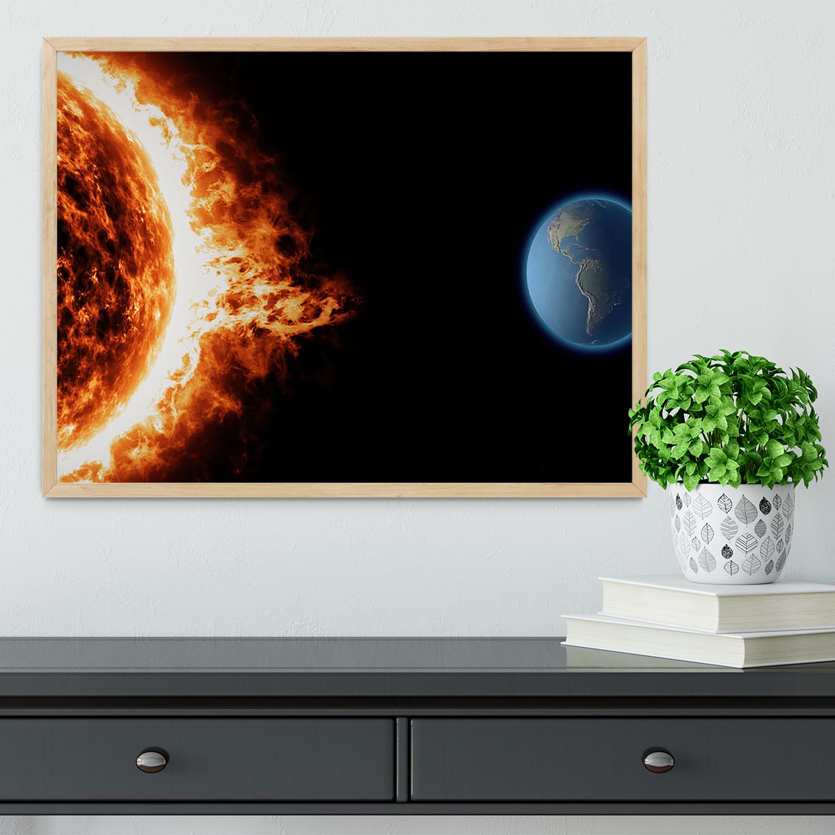 Sun earth space universe solar storm Framed Print - Canvas Art Rocks - 4